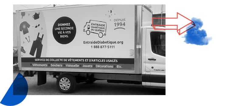 Entraide diabétique du Québec truck for doorstep donation collection